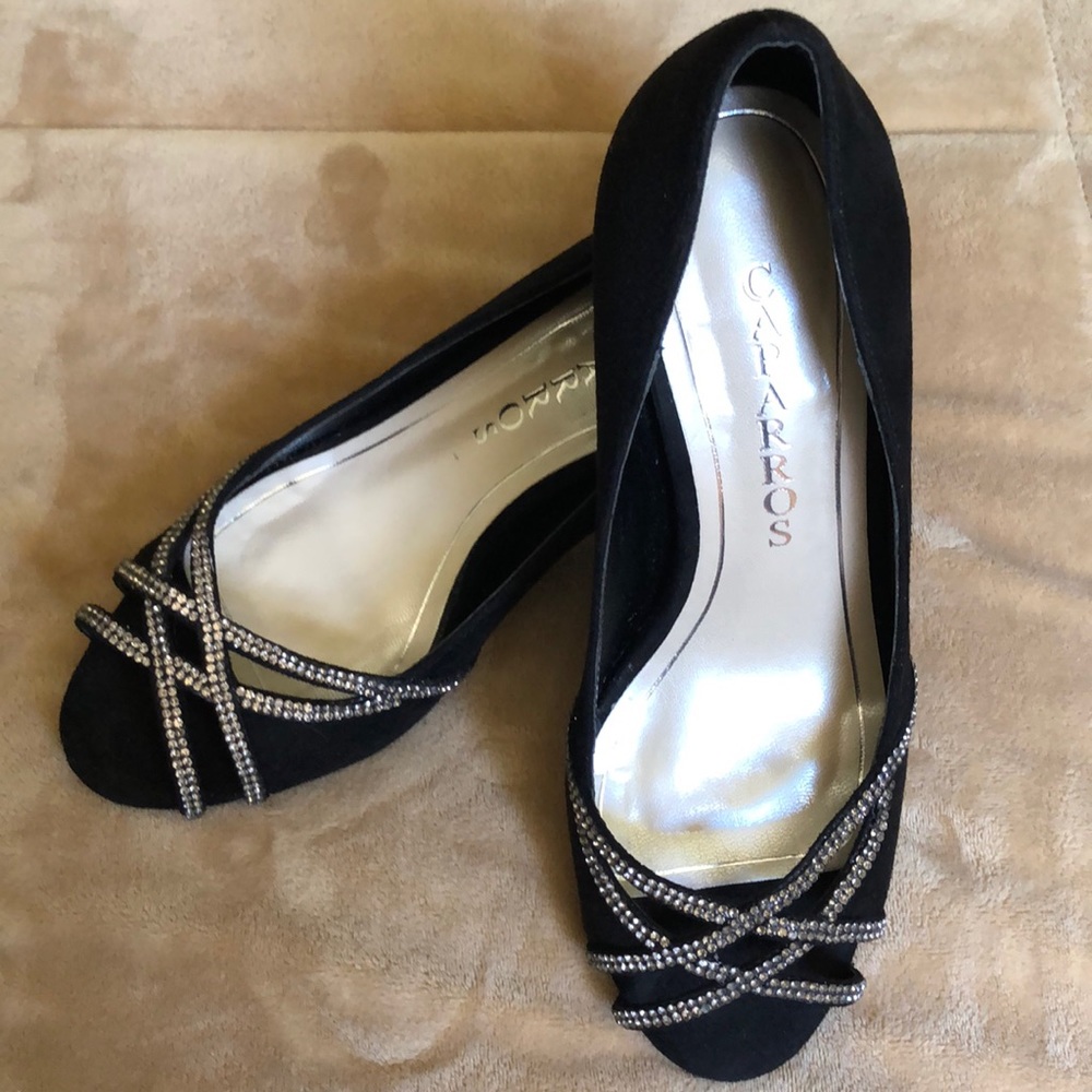Rhinestone Open Toe Pump (Euc) - image 3